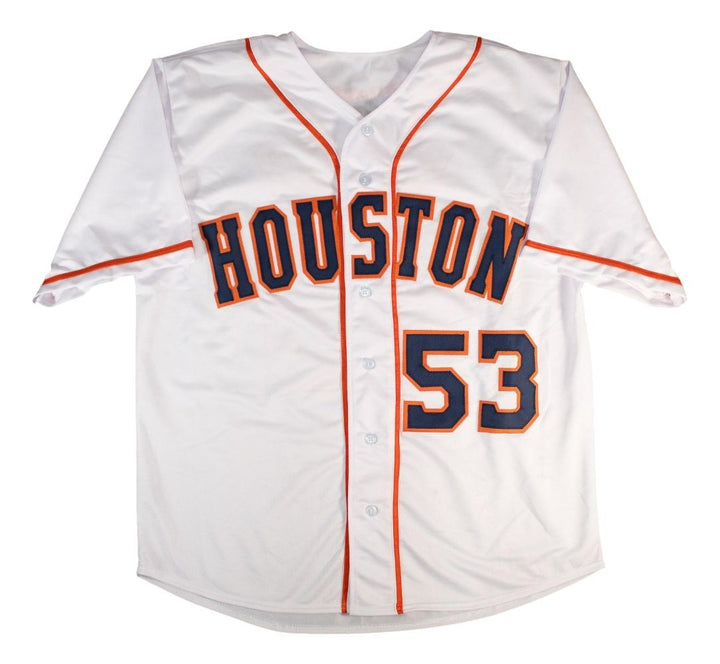 Christian Javier Houston Signed White Baseball Jersey Game 4 No Hitter BAS
