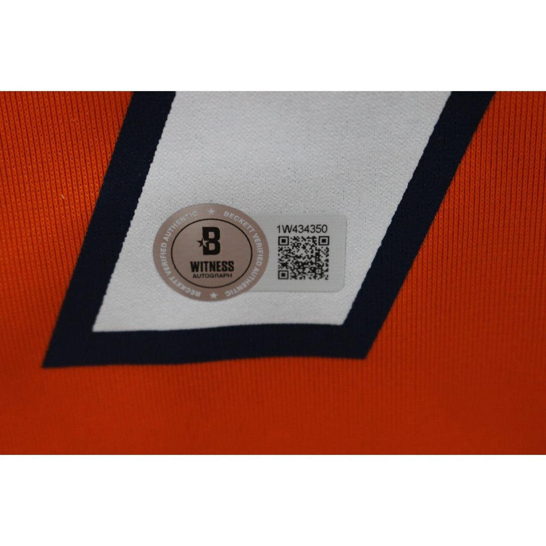 John Elway Autographed Denver Broncos Orange Nike Jersey Beckett 45791