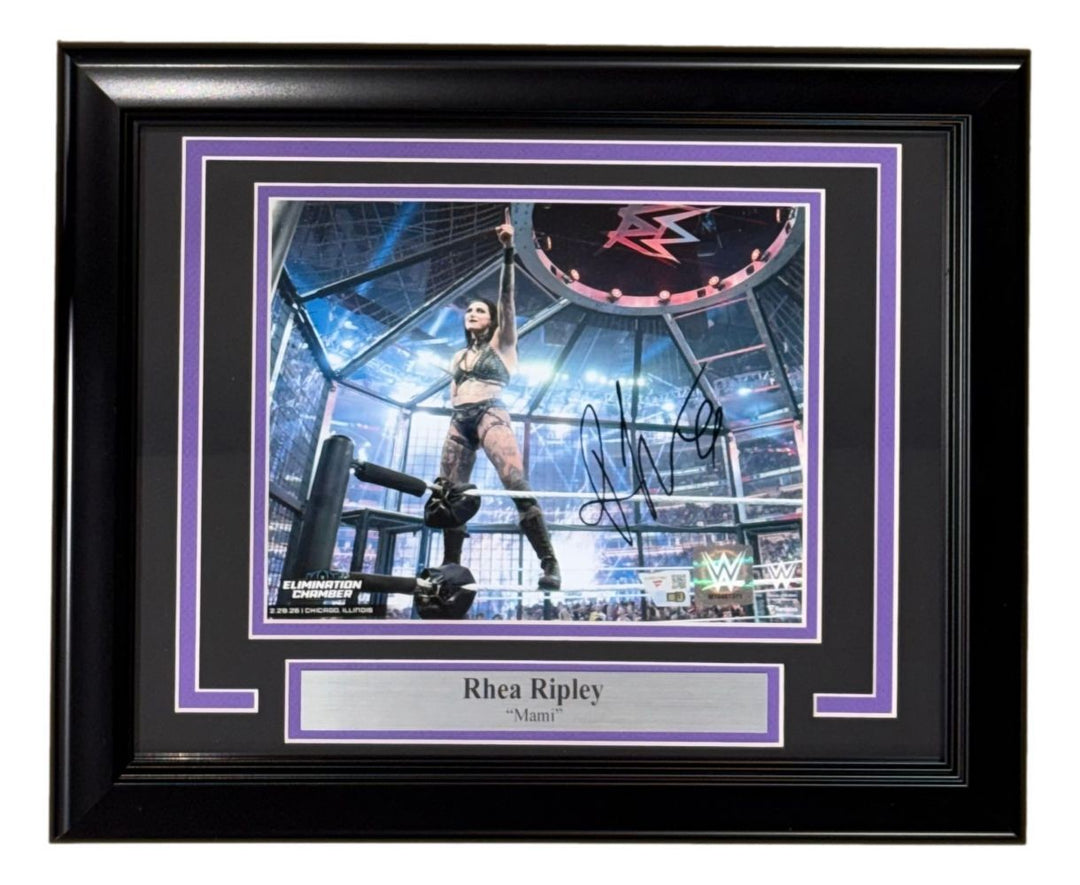 Rhea Ripley Signed Framed 8x10 WWE Elimination Chamber Photo Fanatics