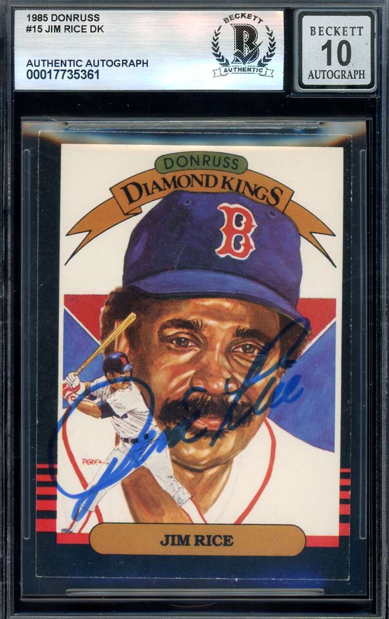 Jim Rice Gem Mint 10 Beckett BAS Signed 1985 Donruss Diamond Kings Autograph