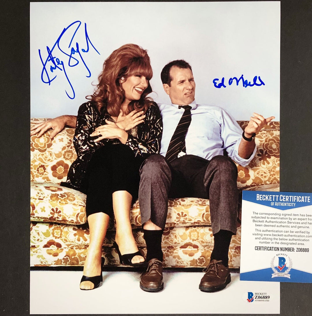 Ed O'Neill & Katey Sagal signed Married With Children 8x10 Photo BAS COA Beckett