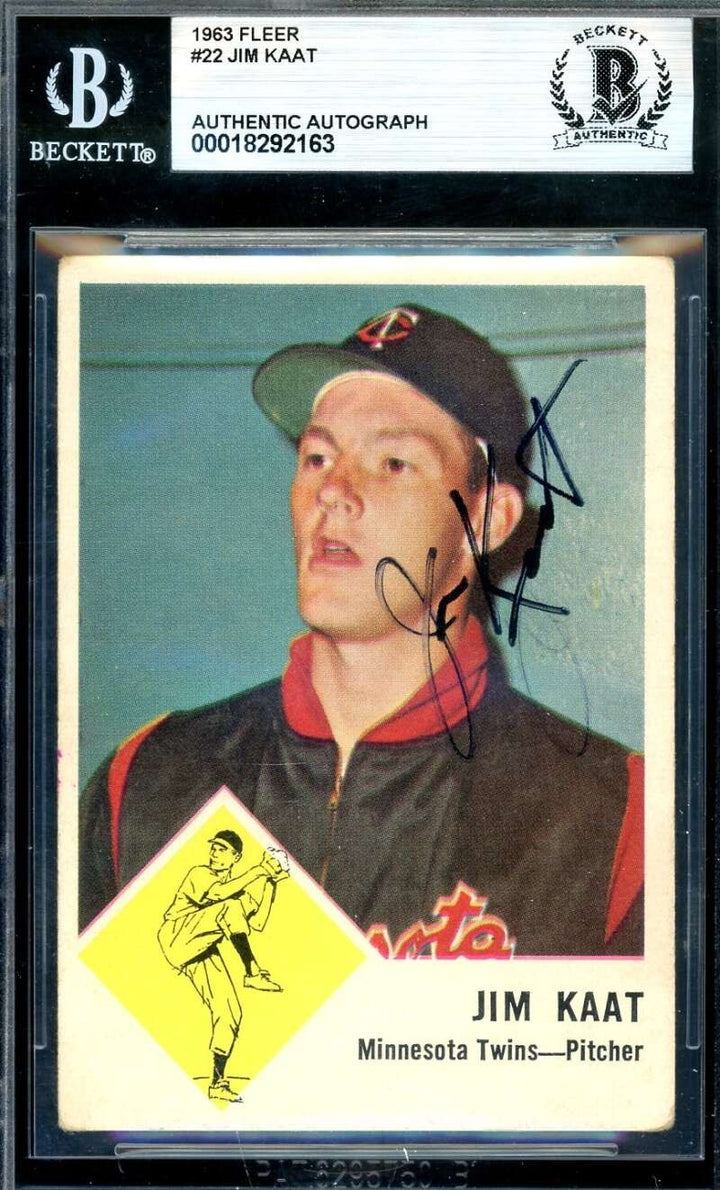 Jim Kaat Beckett BAS Signed 1963 Fleer Autograph
