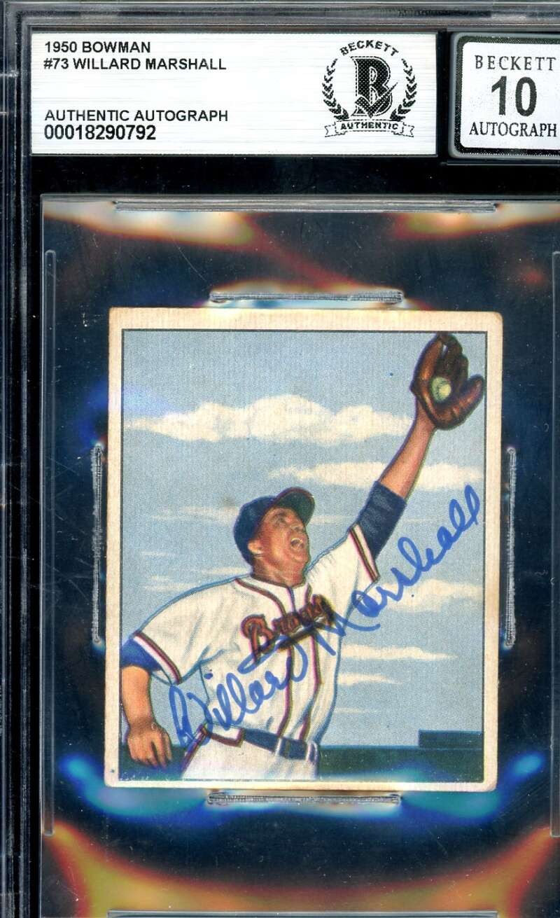 Willard Marshall Gem Mint 10 Beckett BAS Signed 1950 Bowman Autograph