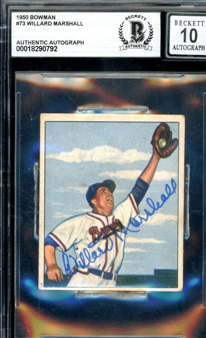 Willard Marshall Gem Mint 10 Beckett BAS Signed 1950 Bowman Autograph