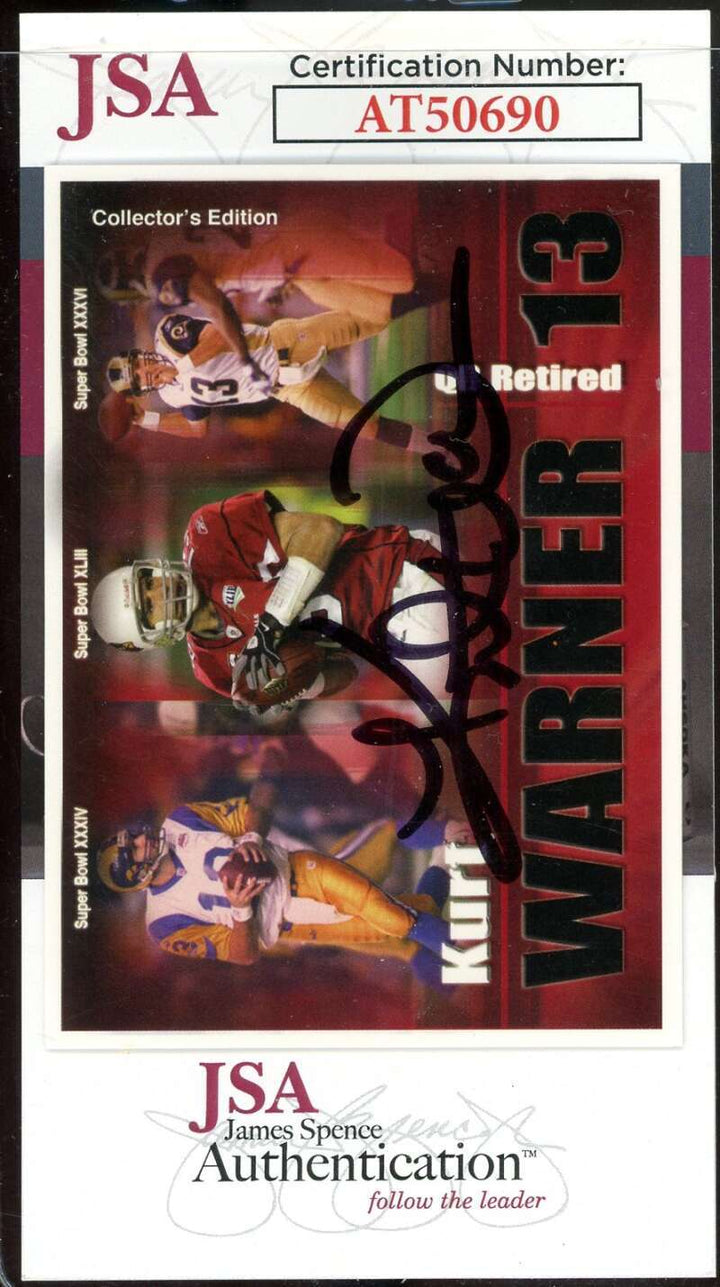 Kurt Warner JSA Coa Signed Collectors Edition Card Autograph
