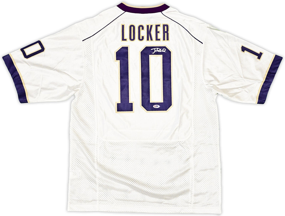 Washington Huskies Jake Locker Signed White Nike Jersey Size L PSA/DNA