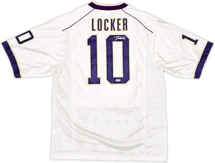 Washington Huskies Jake Locker Signed White Nike Jersey Size L PSA/DNA