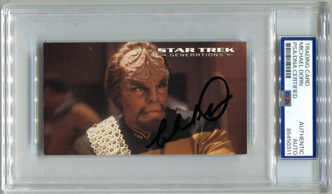 Michael Dorn 1994 Skybox Star Trek Generations #64 PSA Authentic Auto Cut