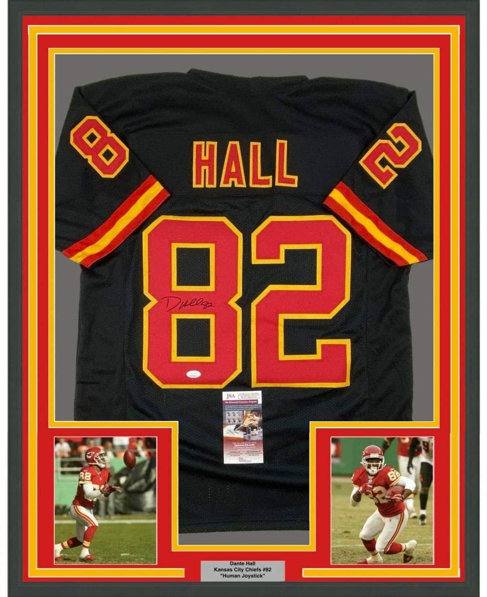 FRAMED Signed DANTE HALL 35x39 Kansas City Black Jersey JSA COA Auto