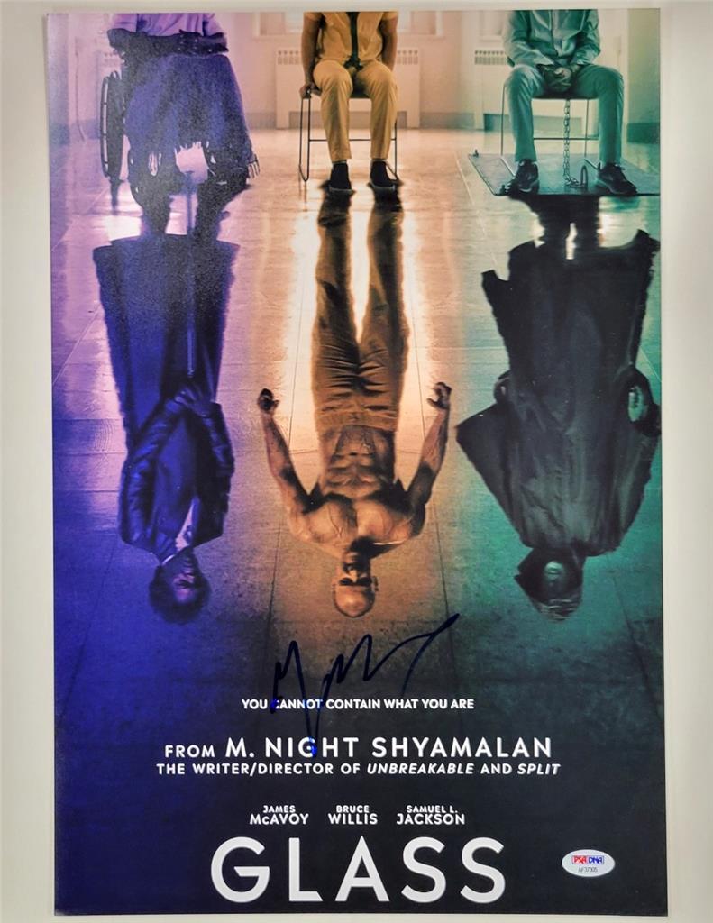 M. Night Shyamalan signed Glass 12x18 photo poster autograph (A) ~ PSA sticker
