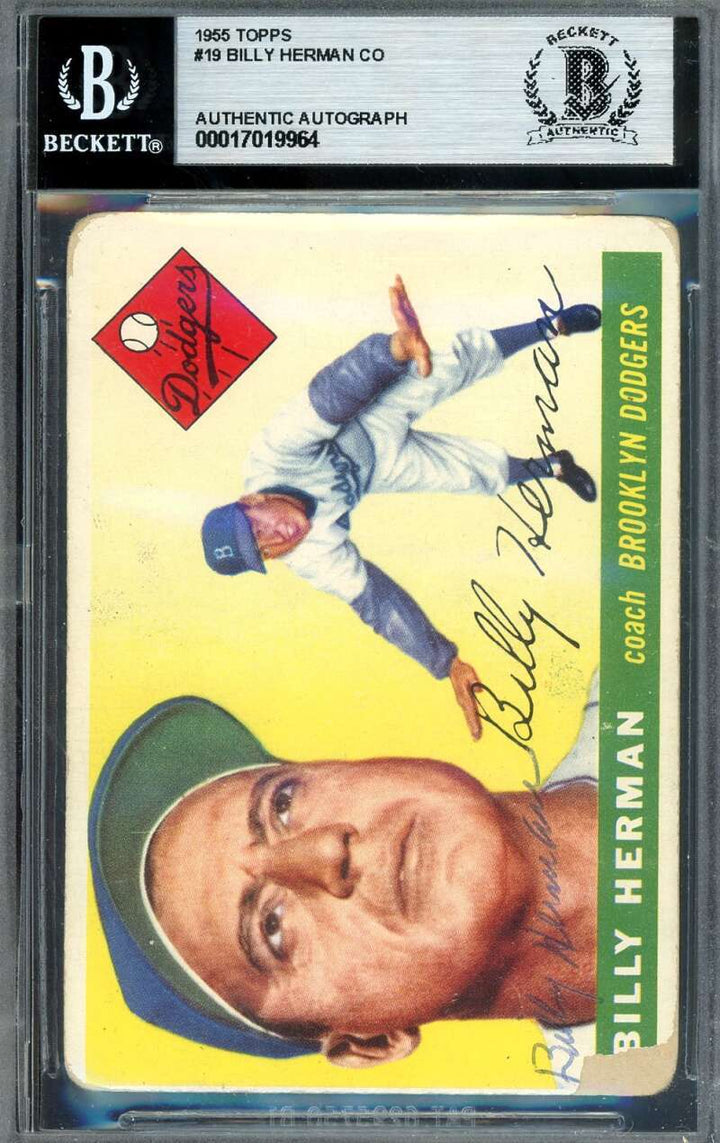 Billy Herman Beckett BAS Signed 1955 Topps Autographed