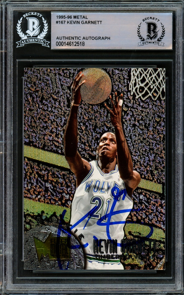 Kevin Garnett Signed 1995-96 Fleer Metal RC 167 Timberwolves Beckett #14612518