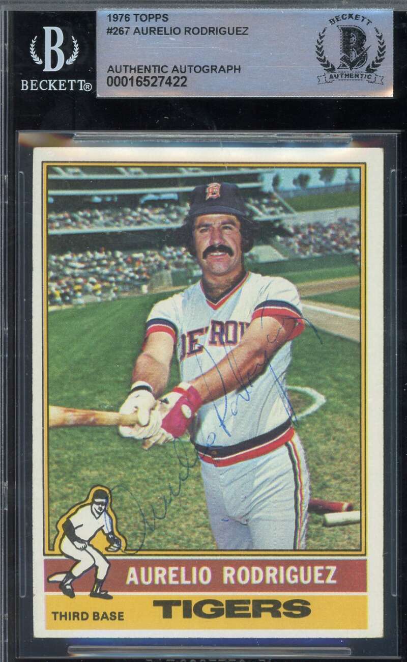 Aurelio Rodriguez Beckett BAS Signed 1976 Topps Autograph