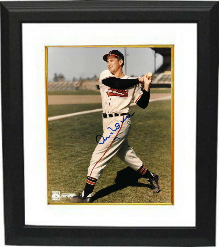 Al Rosen signed Cleveland Indians MLB 8x10 Photo Custom Framed #7 (swing)