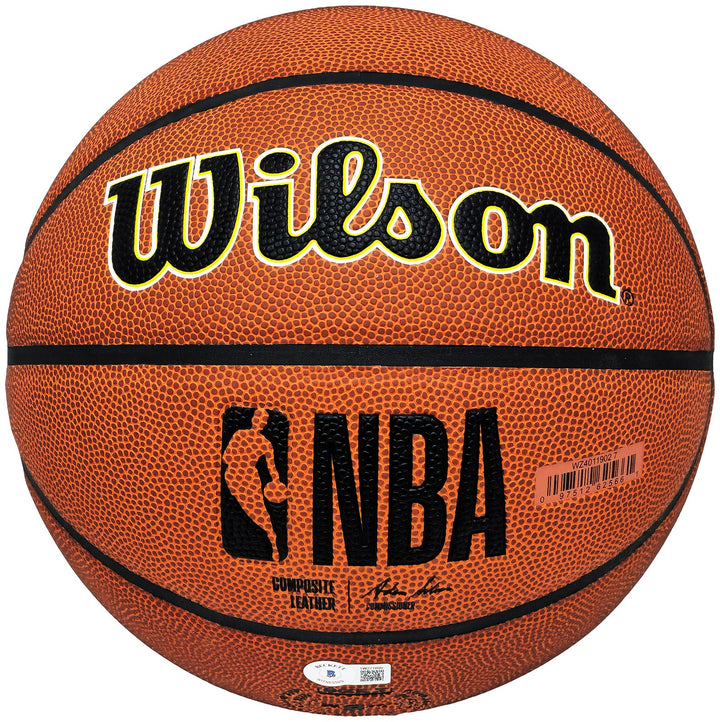 John Stockton Signed Composite Leather Utah Jazz Logo Basketball Beckett Witness