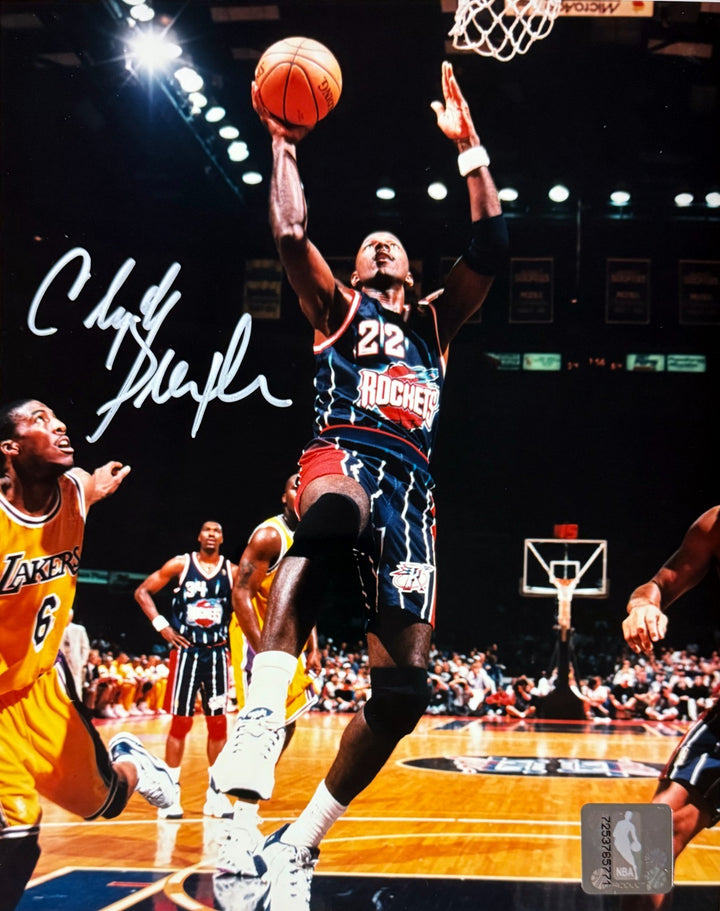 Clyde Drexler Signed Houston Rockets NBA 8x10 Photo - Goldin The Score Board COA
