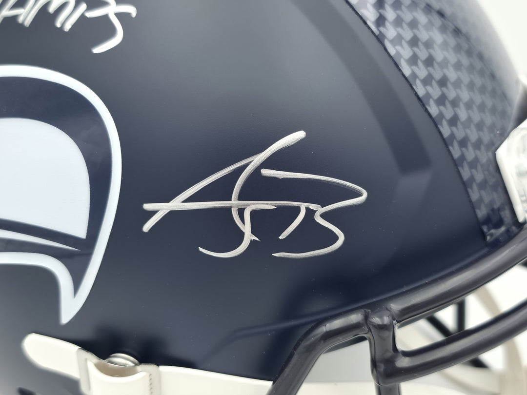 AJ Barner Auto Seahawks Blue Full Sz SB LX Champions Logo Speed Rep Helmet