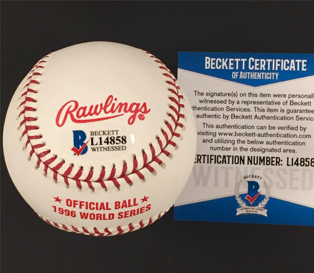 Darryl Strawberry & Dwight Doc Gooden signed 1996 World Series Baseball BAS COA
