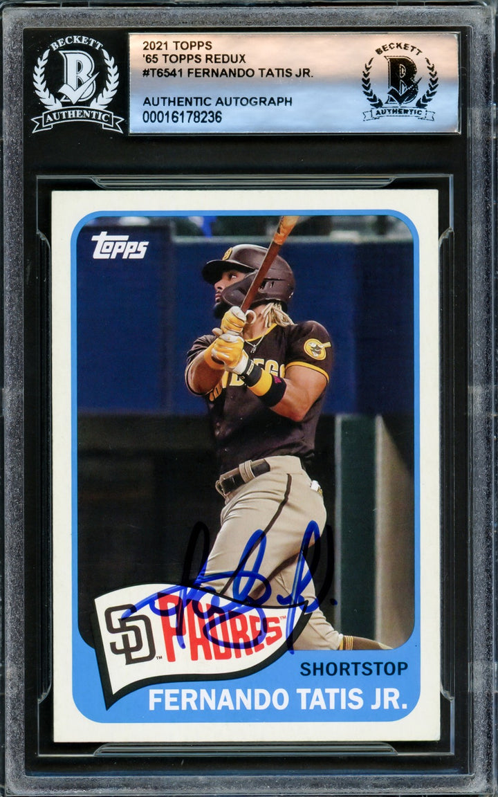 Fernando Tatis Jr. Signed 2021 Topps 1965 Throwback Card T65-41 Padres Beckett