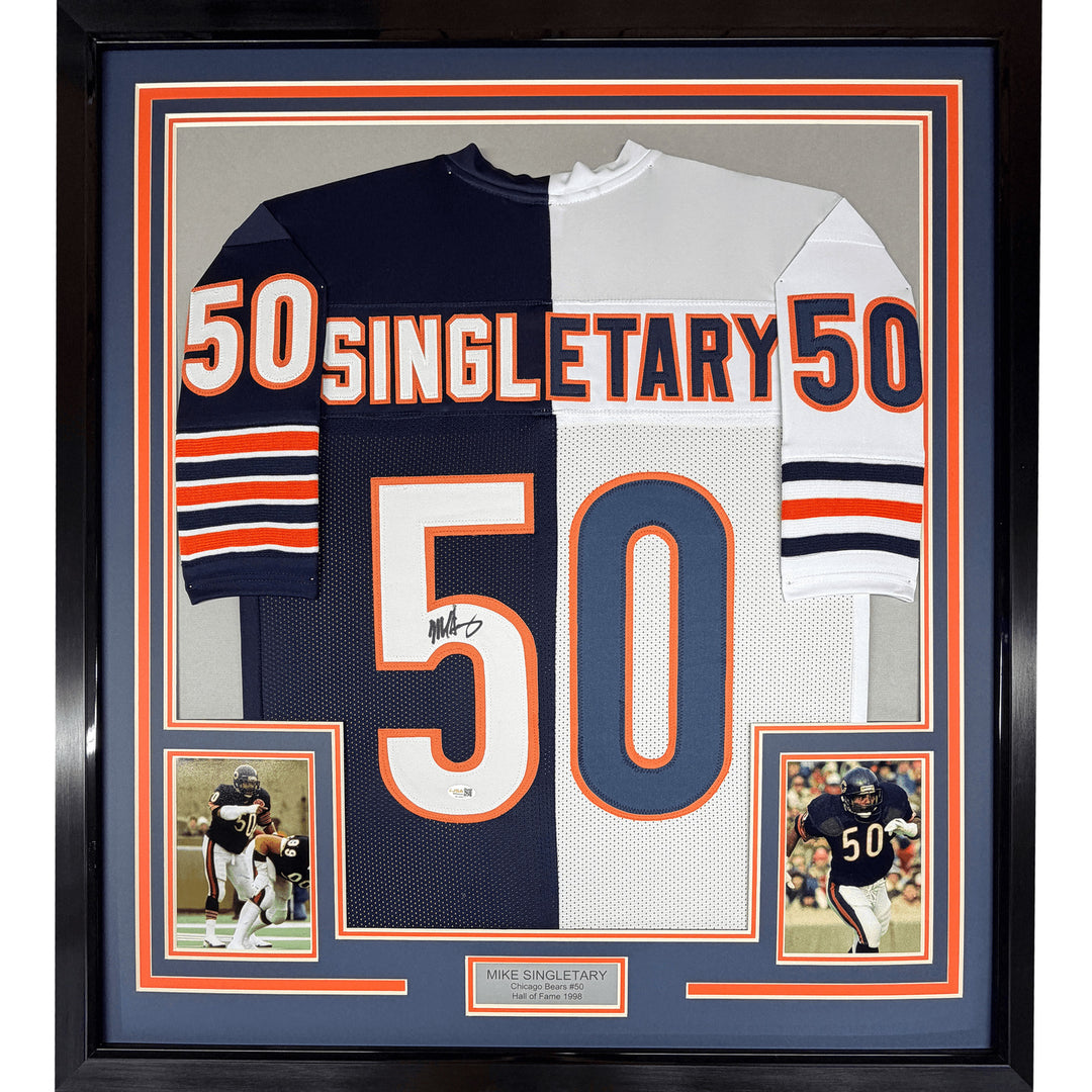 FRAMED Signed MIKE SINGLETARY HOF 35x39 Chicago Split Jersey JSA COA