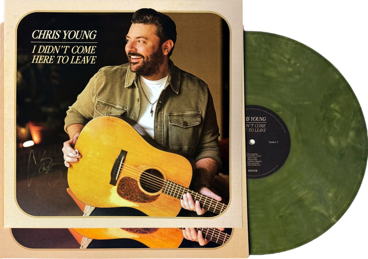 Chris Young signed  '25 I Didn't Come Here to Leave Boots Cover/LP LIGHT SIG-COA