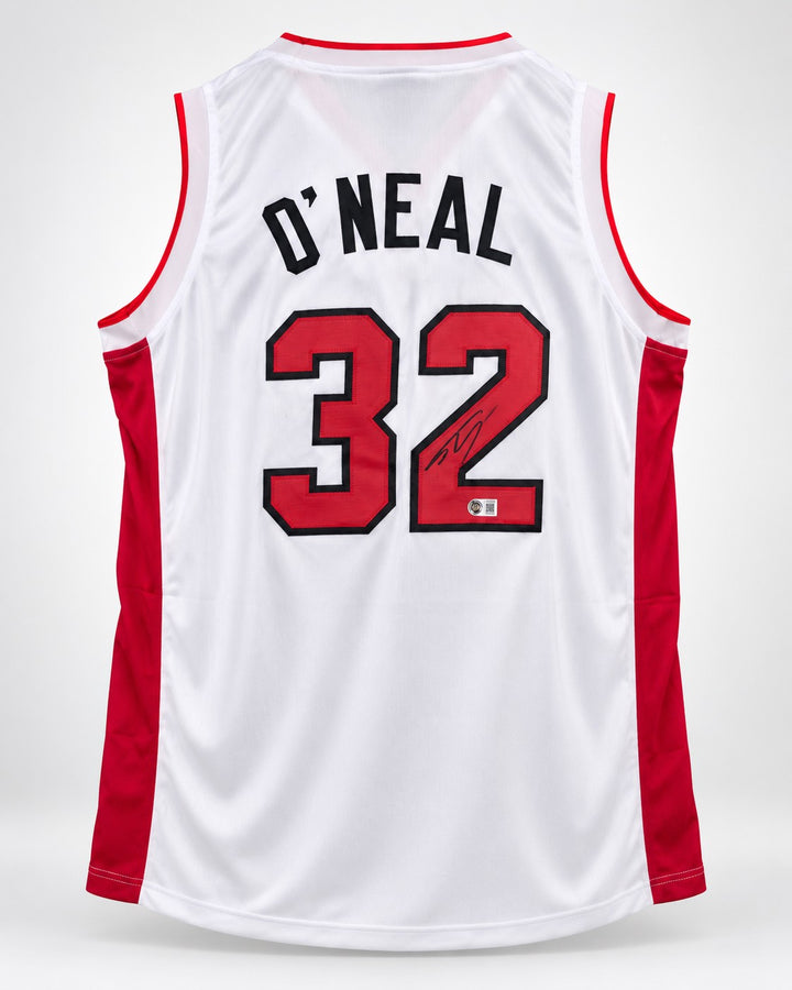 Shaquille O'Neal Signed Heat White Custom Jersey Beckett Witness