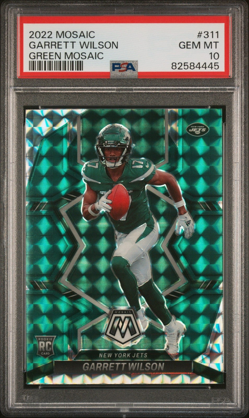 Graded 2022 Panini Mosaic Garrett Wilson #311 Green Mosaic Card PSA 10