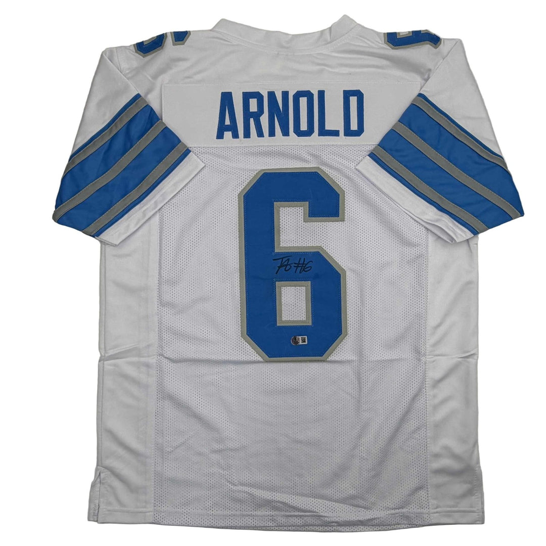 Autographed/Signed Terrion Arnold Detroit White Jersey Beckett BAS COA