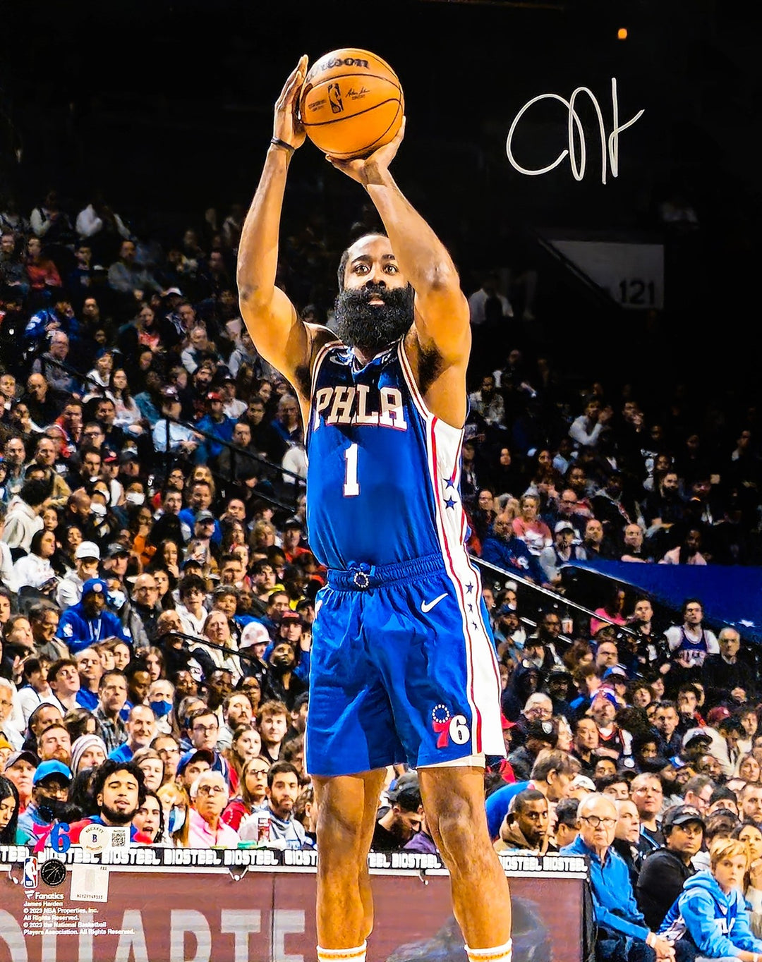 James Harden Signed 16x20 Photo Philadelphia 76ers Beckett BAS Witness