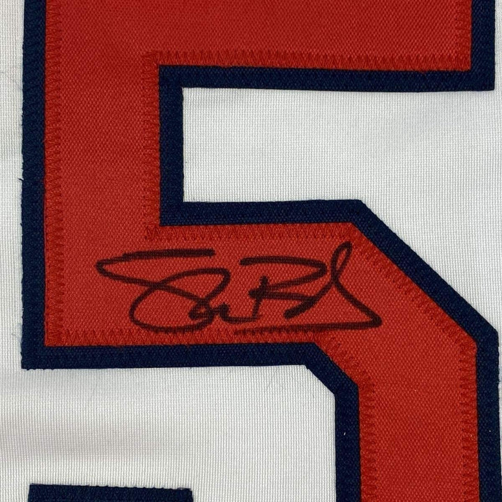 FRAMED Signed SHANE BIEBER 35x39 Cleveland White Jersey JSA COA Auto