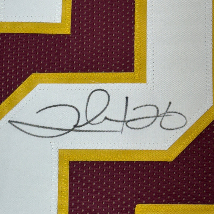 Framed Autographed/Signed Clinton Portis 35x39 Washington Burgundy Jers