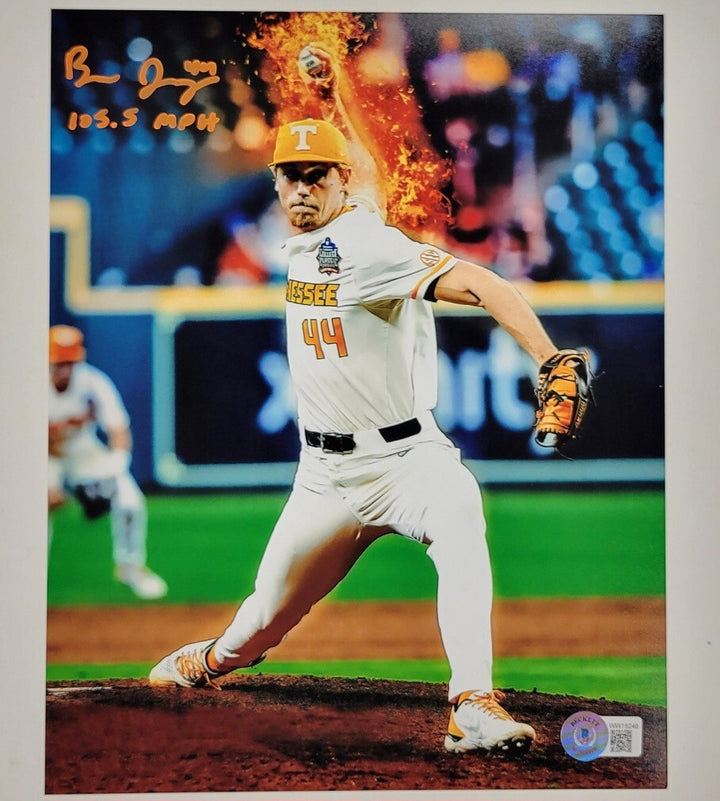 Ben Joyce signed "105.5 MPH" Tennessee Volunteers 8x10 photo ~ BAS Beckett WIT
