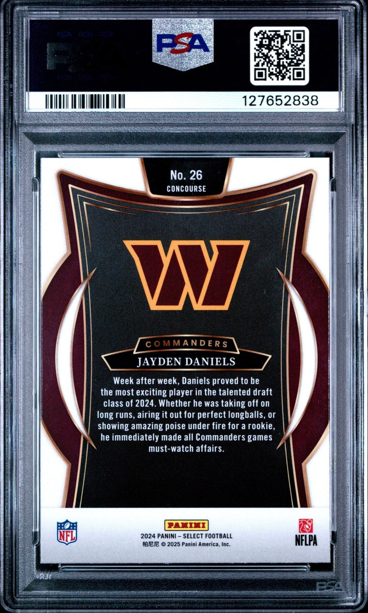 Graded 2024 Panini Select Jayden Daniels #26 Rookie RC Card PSA 9 Mint