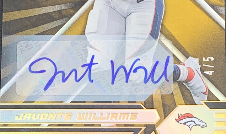 2021 PANINI XR JAVONTE WILLIAMS RC AUTO #4/5 Broncos Autograph SP Mint Rookie
