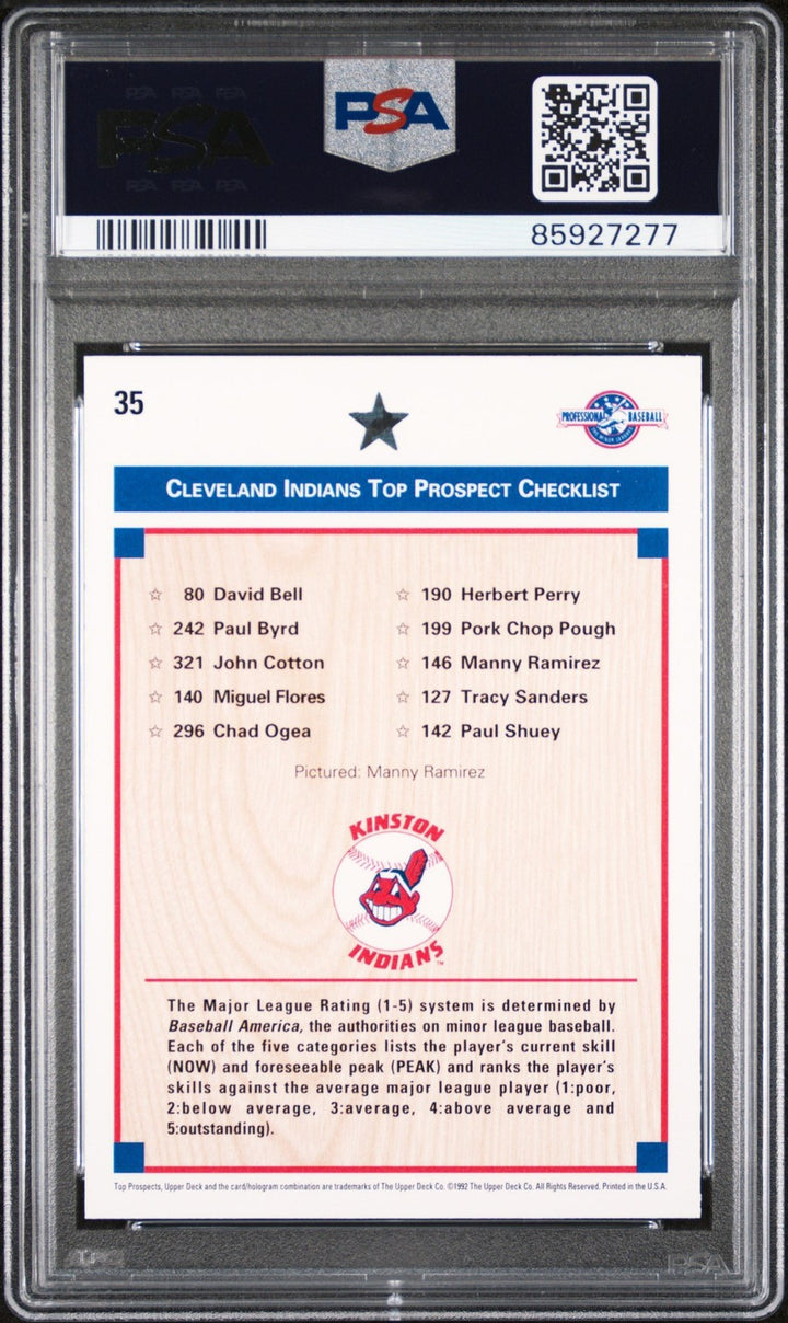 Graded 1992 Upper Deck Minor League Manny Ramirez #35 RC Card PSA 10