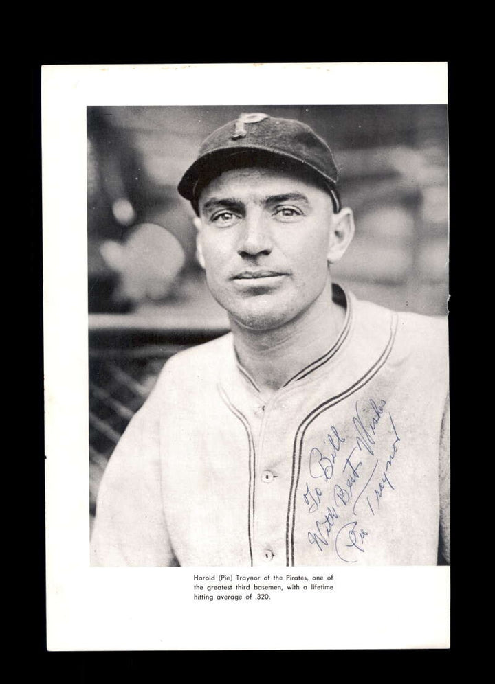 Pie Traynor PSA DNA Signed 7x10 Photo Autograph Pirates