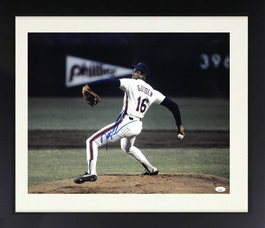 Doc/Dwight Gooden signed New York Mets 16x20 Photo Framed- JSA Hologram (ROY/CY)