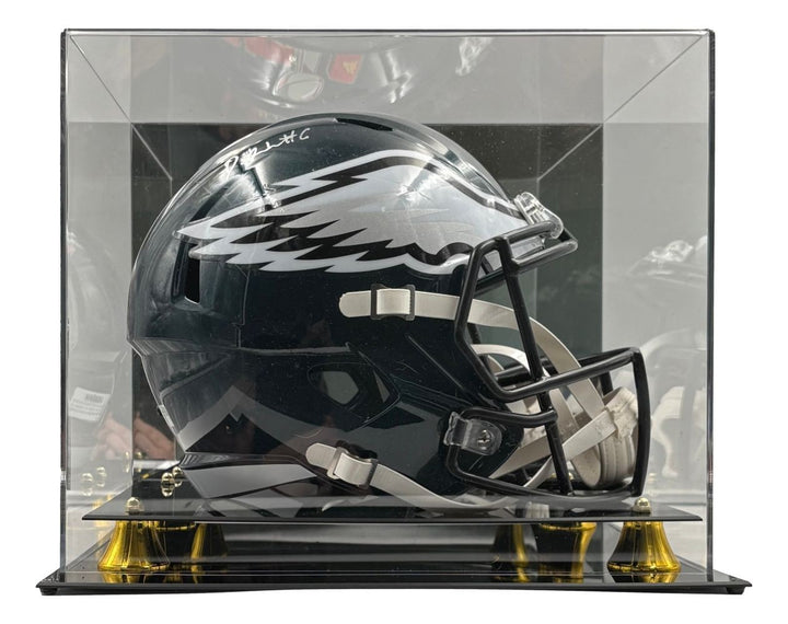 Devonta Smith Signed Eagles Super Bowl 59 FS Replica Helmet Fanatics w/ Case