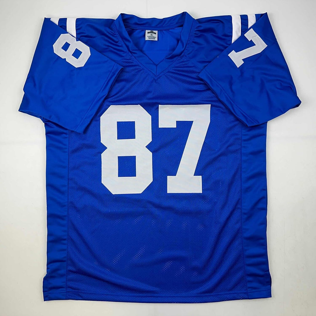 Facsimile Autographed Reggie Wayne Indianapolis Blue Reprint Jersey Size Mens XL