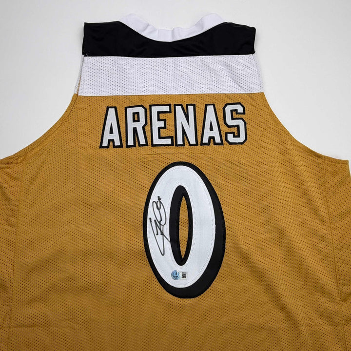 Autographed/Signed Gilbert Arenas Washington Gold Jersey Beckett BAS COA