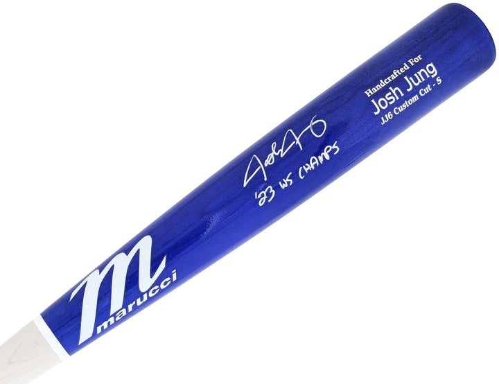 Josh Jung Auto Blue/White Marucci Player Model Bat Rangers 23 WS Champs Beckett