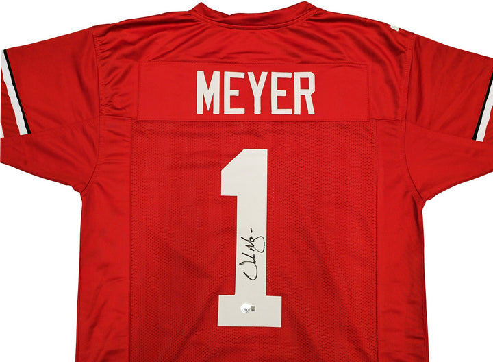 Ohio State Buckeyes Urban Meyer Autographed Signed Red Jersey Beckett Witness