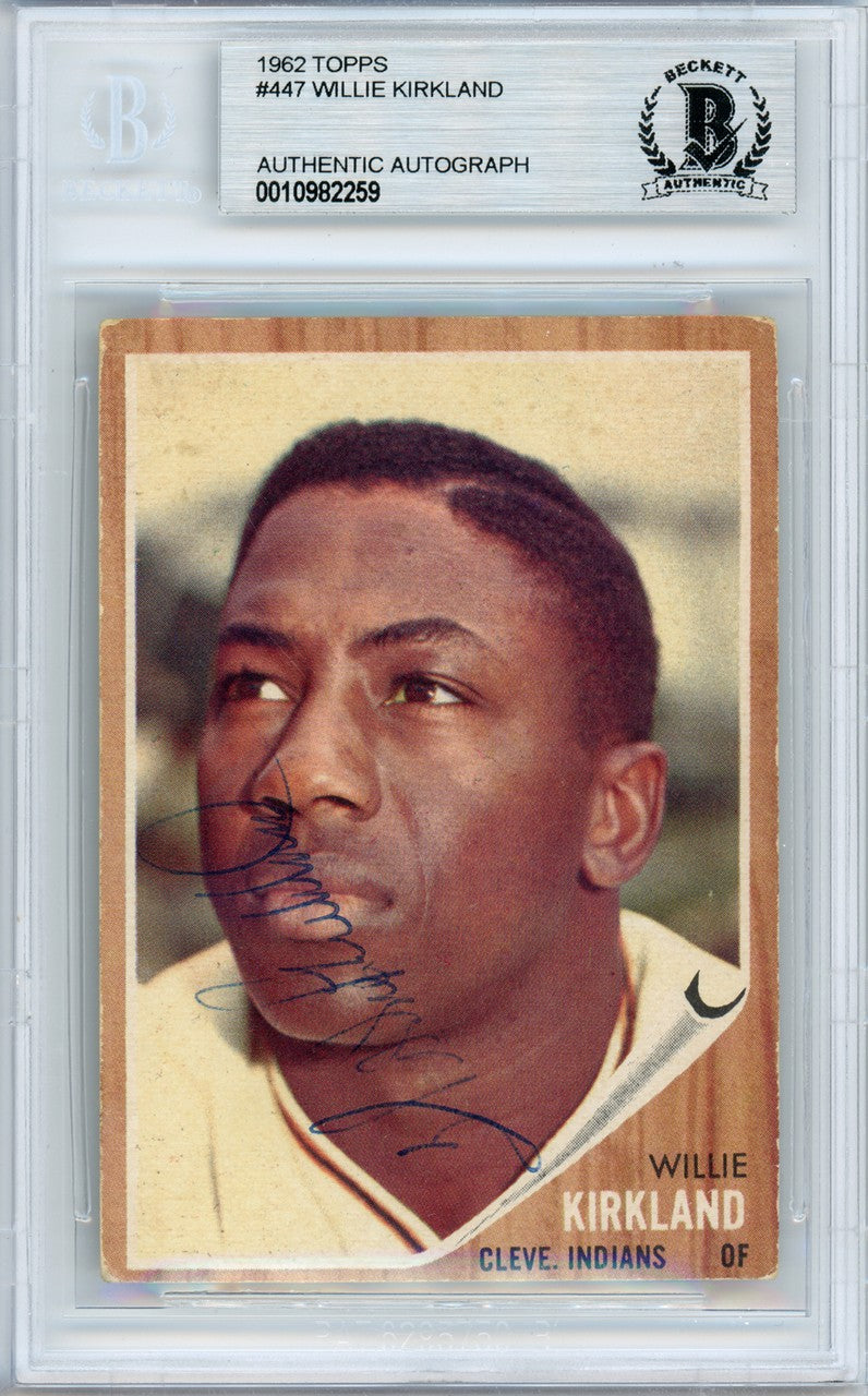 Willie Kirkland Signed 1962 Topps Card 447 Cleveland Indians Beckett