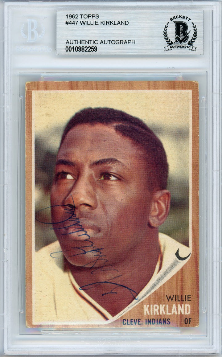 Willie Kirkland Signed 1962 Topps Card 447 Cleveland Indians Beckett