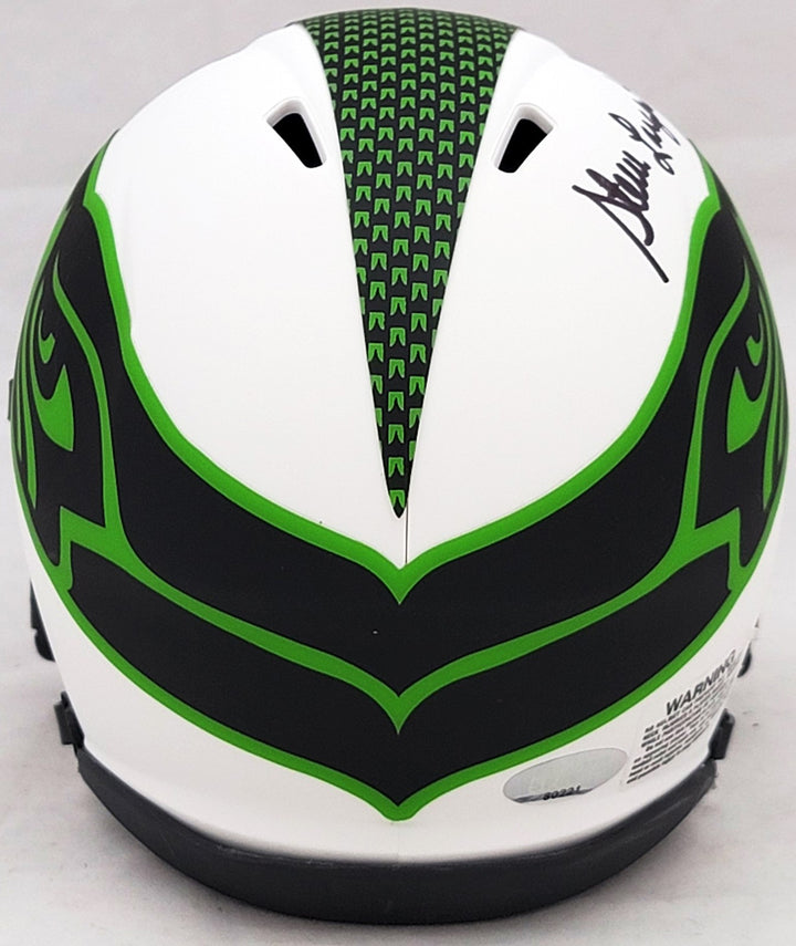 Steve Largent Auto Seahawks Lunar Eclipse White Speed Mini Helmet HOF 95