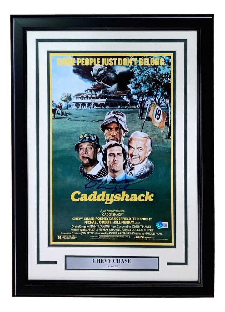 Chevy Chase Signed Framed 11x17 Caddyshack Movie Poster Photo BAS