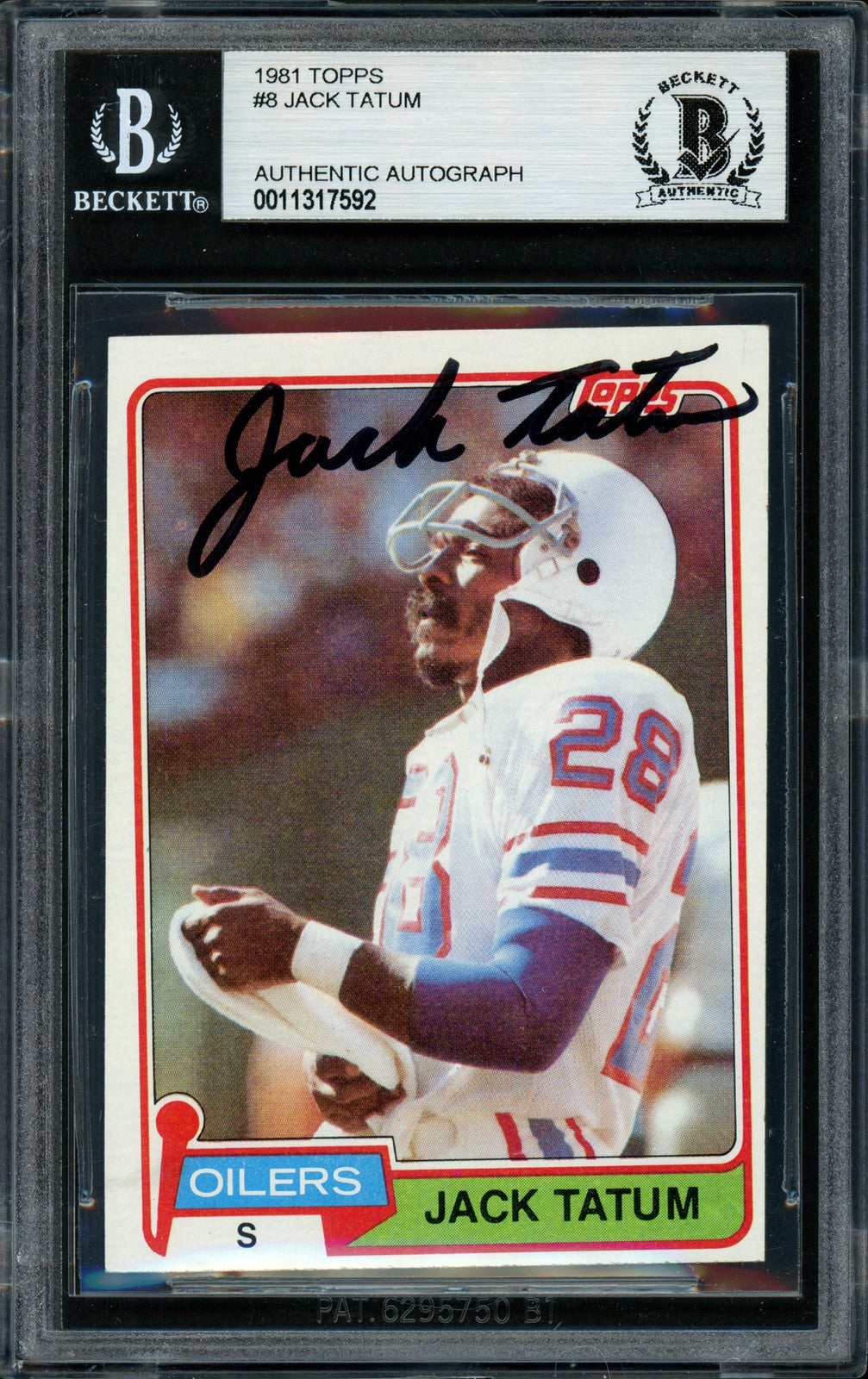 Jack Tatum Autographed Signed 1981 Topps Card #8 Houston Oilers Beckett BAS