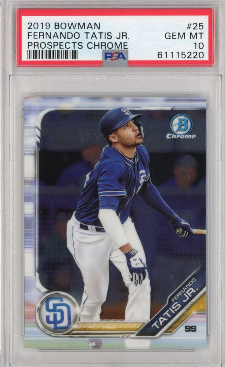 Graded 2019 Bowman Prospects Chrome Fernando Tatis Jr. BCP25 RC Card PSA 10