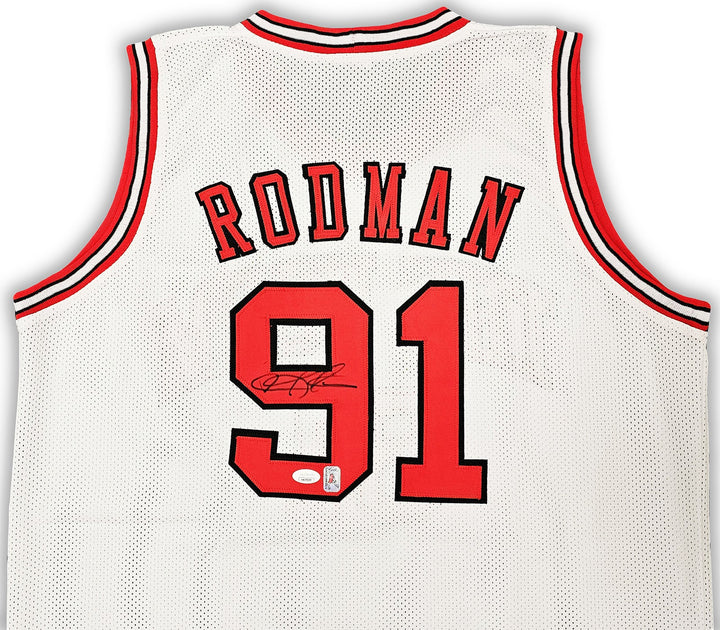 Chicago Bulls Dennis Rodman Autographed Signed White Jersey JSA