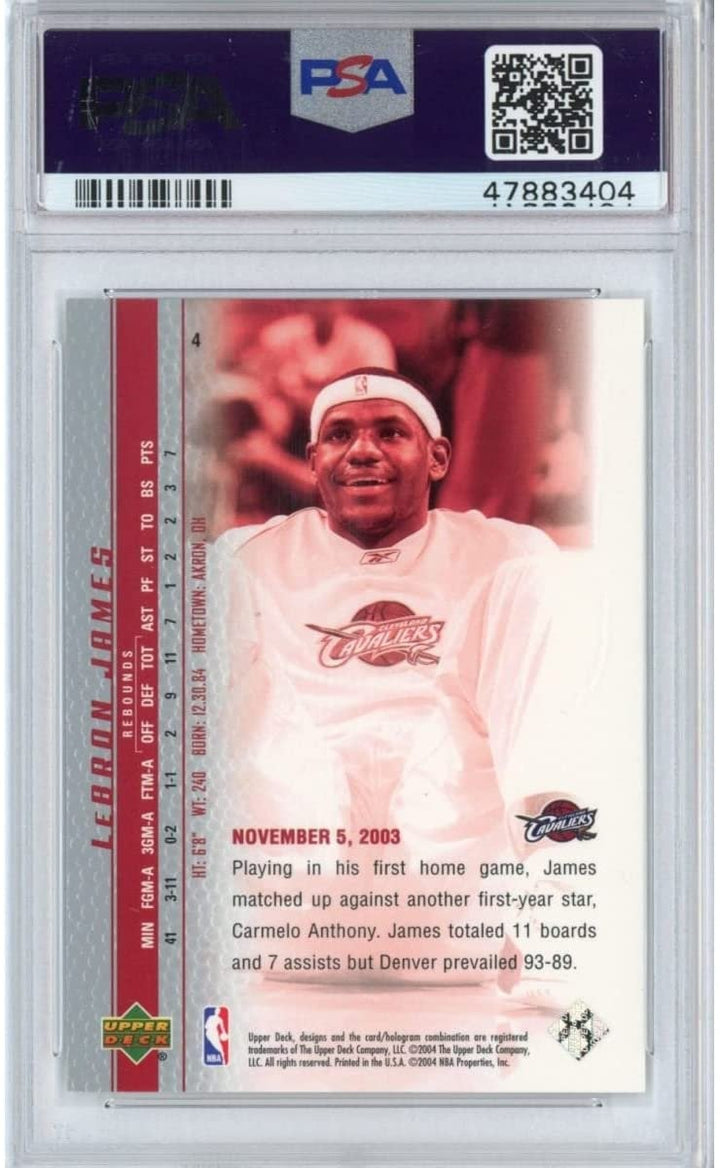 Graded 2003 UD LEBRON JAMES #4 Phenomenal Beginning Rookie Card PSA 10